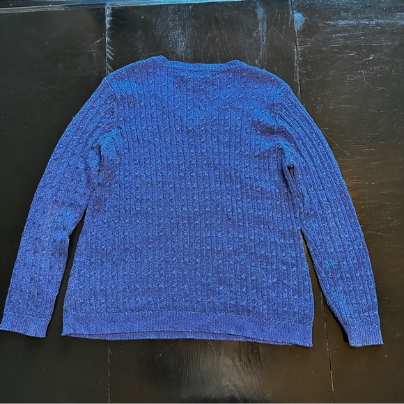 Vintage Pursuits ltd XL Silk Metallic Blue V Neck Deep Sweater Party Club - Picture 7 of 7